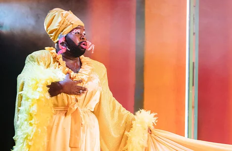 Emmanuel Akwafo as Dame Trott in Emmanuel Akwafo