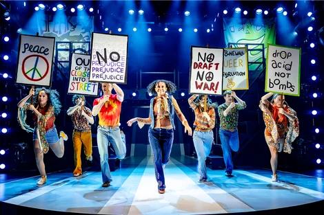 The cast of Get Down Tonight at Charing Cross Theatre