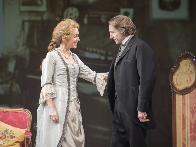 Miranda Raison and Ralph Fiennes star in Grace Pervades