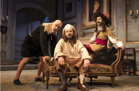 Gryff Rhys Jones and Lee Mack in The Miser