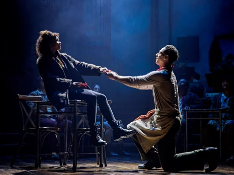 Eurydice (Bethany Antonia) and Orpheus (Marley Fenton) in Hadestown at London's Lyric Theatre
