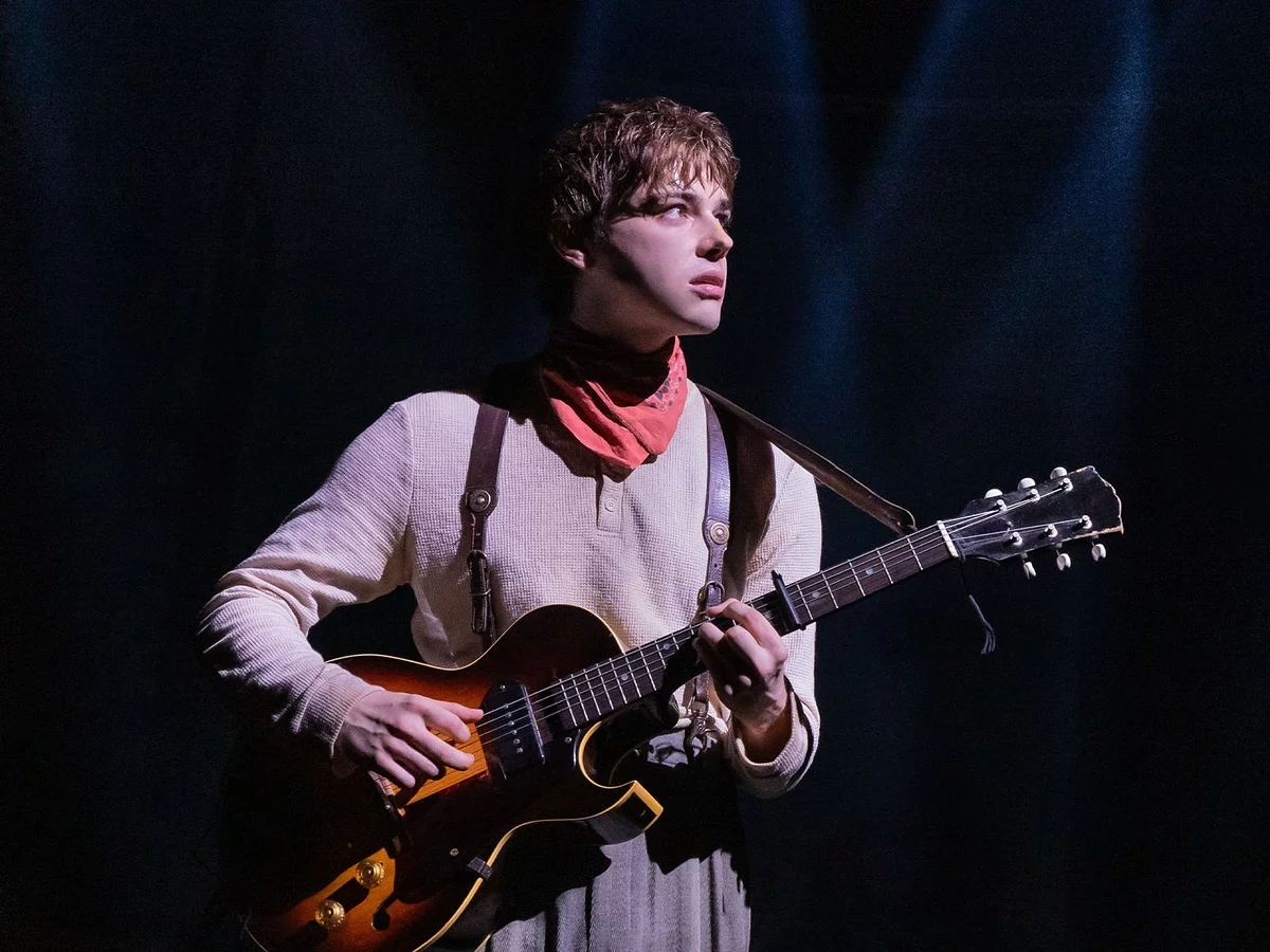 Jack Wolfe as Orpheus in Hadestown on Broadway