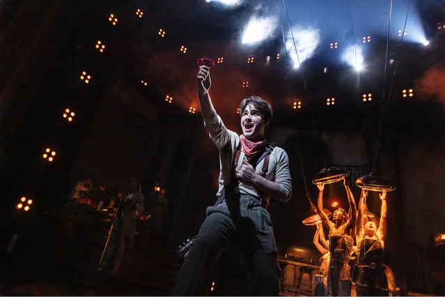 Joshua Colley as Orpheus in Hadestown on Broadway