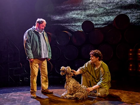 Harold Fry and Dog in The Unlikely Pilgrimage of Harold Fry at Theatre Royal Haymarket