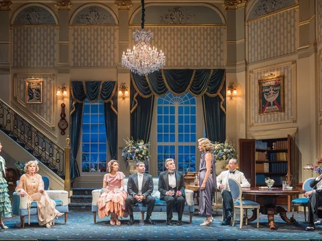 The cast of Hay Fever, running at the Wyndham's Theatre