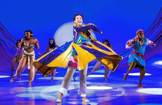 Jac Yarrow as Joseph and ensemble cast in Joseph and the Amazing Technicolor Dreamcoat at the London Palladium