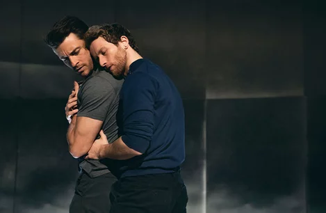 Jonathan Bailey and Joel Harper-Jackson in Cock at the Ambassadors Theatre