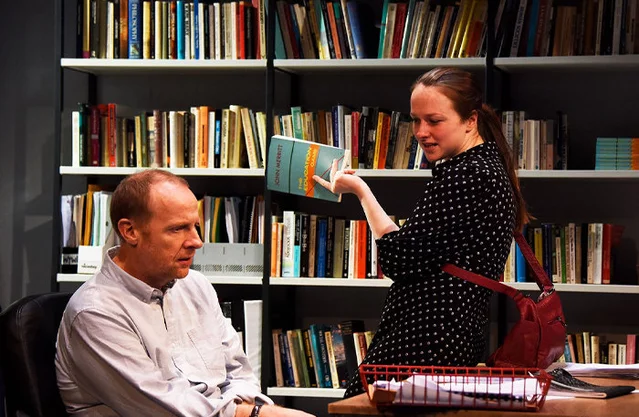 Jonathan Slinger and Rosie Sheehy in Oleanna at the Arts Theatre, London