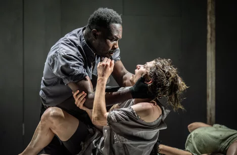 Jude Owusu as Bosola and Jodie Whittaker as the Duchess