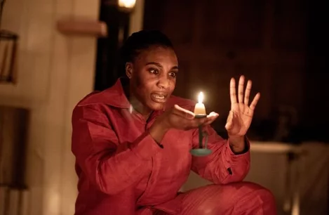 Kibong Tanji as Aaron in Titus Andronicus at Sam Wanamaker Playhouse