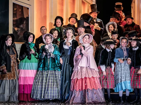 The chorus of ENO's production of La Boheme