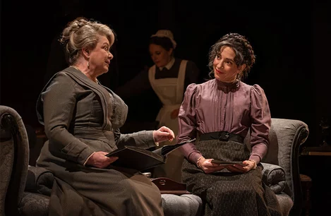 Caroline Gruber (Emilia) and Clara Francis (Wilma) in Leopoldstadt at Wyndham's Theatre, London