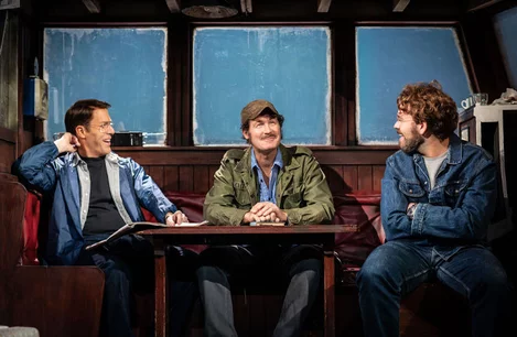Demetri Goritsas (Roy Scheider), Ian Shaw (Robert Shaw) and Liam Murray Scott (Richard Dreyfuss) in The Shark Is Broken