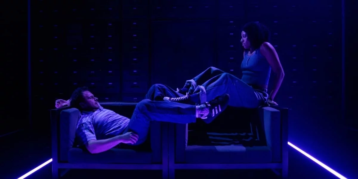 Joe Layton (Robbie) and Hannah Sinclair Robinson (Jess) in Lost Atoms at Lyric Hammersmith