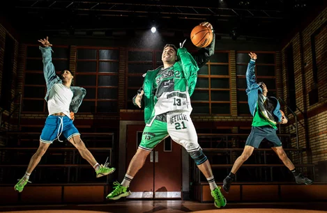 Louis Smith and the cast of Bring it On perform a basketball sequence