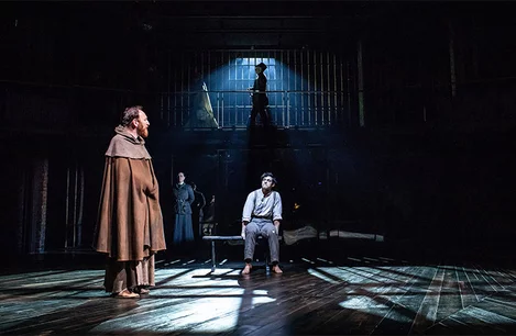 James Cooney and Antony Byrne in Measure for Measure at the Barbican Theatre