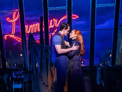 Kelsie Watts and Christian Douglas star as Satine and Christian in Moulin Rouge! The Musical