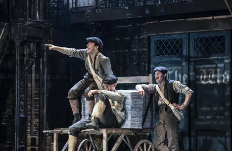 Arcangelo Ciulla, Alex Christian and Jack Bromage in Newsies