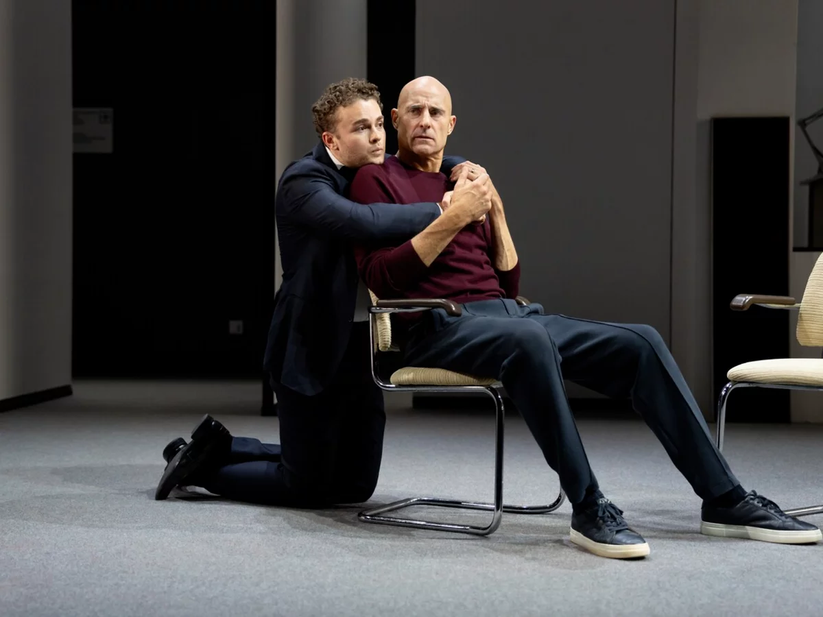 James Wilbraham (Polyneices) and Marck Strong (Oedipus) in Oedipus on Broadway