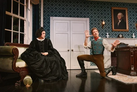 Bowen Yang and Barrett Foa in Oh, Mary! on Broadway