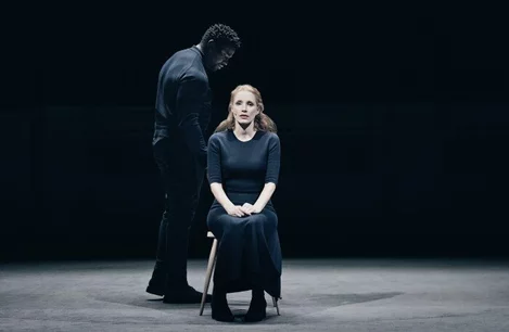 Okieriete Onaodowan and Jessica Chastain in A Doll’s House