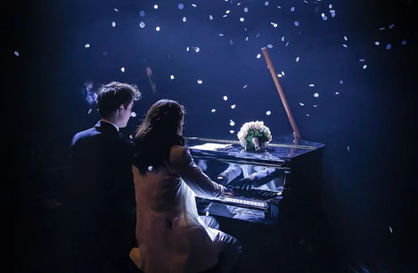 Oli Higginson (Jamie) and Molly Lynch (Cathy) in The Last Five Years at the Garrick Theatre