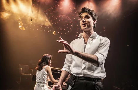 Oli Higginson (Jamie) in The Last Five Years at the Garrick Theatre