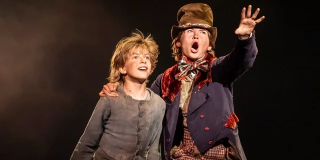 Oliver and Artful Dodger in Oliver! at the Gielgud Theatre