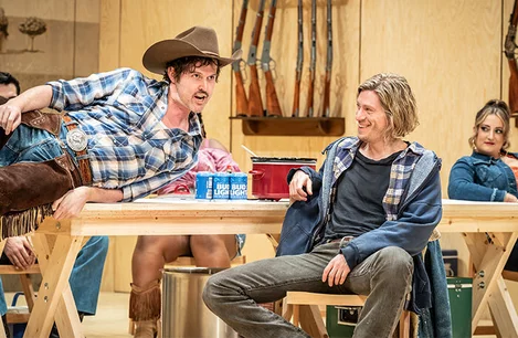 Patrick Vaill and James Patrick Davis in Oklahoma at the Wyndhams Theatre