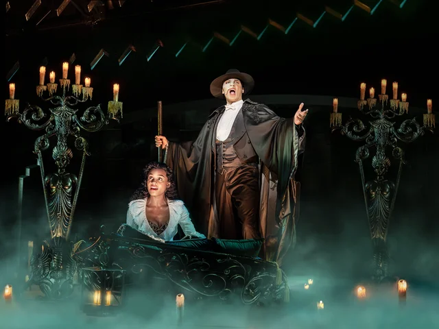 The Phantom (Jordan Donica) and Christine (Beatrice Penny-Toure) star in Phantom of the Opera