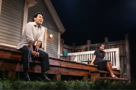 Jin Ha and Ayo Edebiri in Proof on Broadway