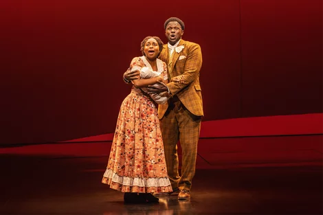 Nichelle Lewis as Sarah and Joshua Henry as Coalhouse Walker Jr. in Ragtime.