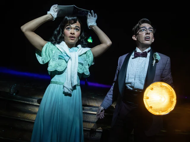 Lorna Courtney and Kevin McHale as Janet and Brad in The Rocky Horror Show on Broadway