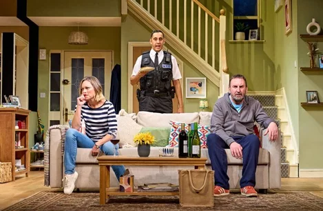 Sarah Alexander, Muzz Khan and Lee Mack in The Unfriend