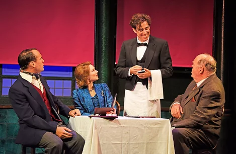 The cast of The Man in the White Suit at Wyndham's Theatre, London