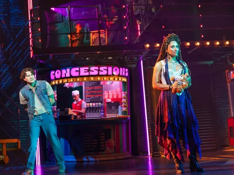 Michael (LJ Benet) and Star (Maria Wirries) in The Lost Boys: The Musical