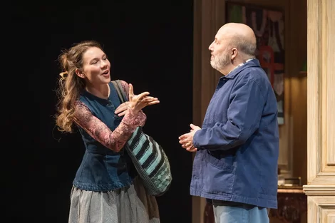 Imogen Elliott and Paul Chahidi in The Misanthrope.