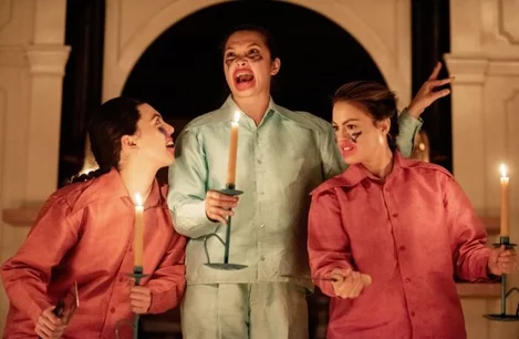 The cast of Titus Andronicus at Sam Wanamaker Playhouse