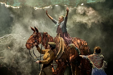 Emilie (Anita Adam Gabay) ride Joey in the National Theatre production of War Horse