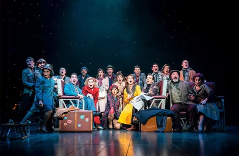 The cast of White Christmas at the Dominion Theatre, London