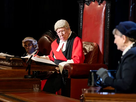 David Whitworth as Mr Justice Wainwright in Witness for the Prosecution