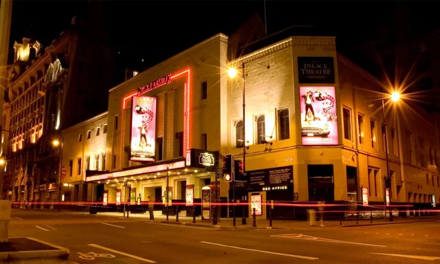 Palace Theatre Manchester Exterior at Night