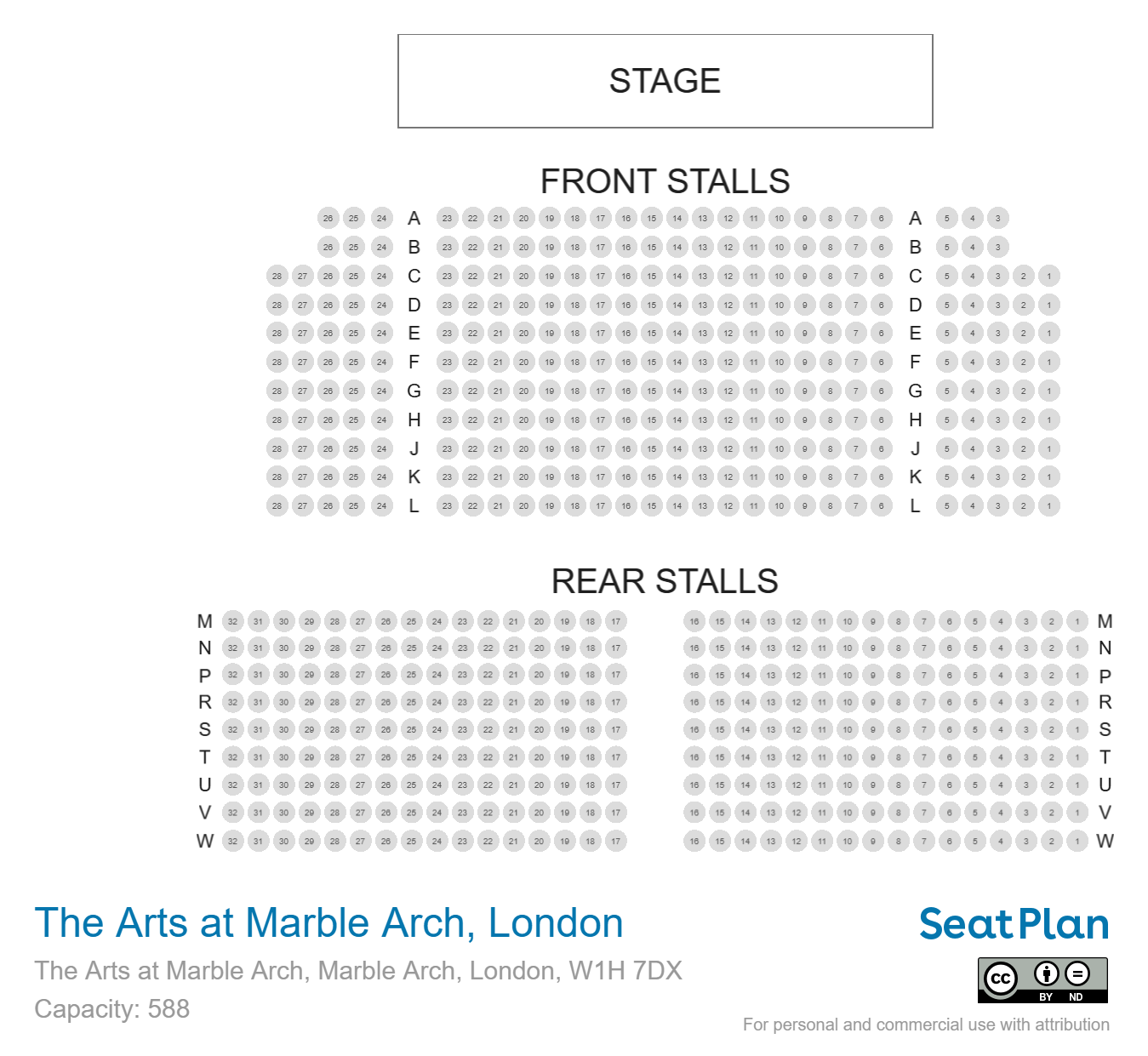 The Arts at Marble Arch seating plan