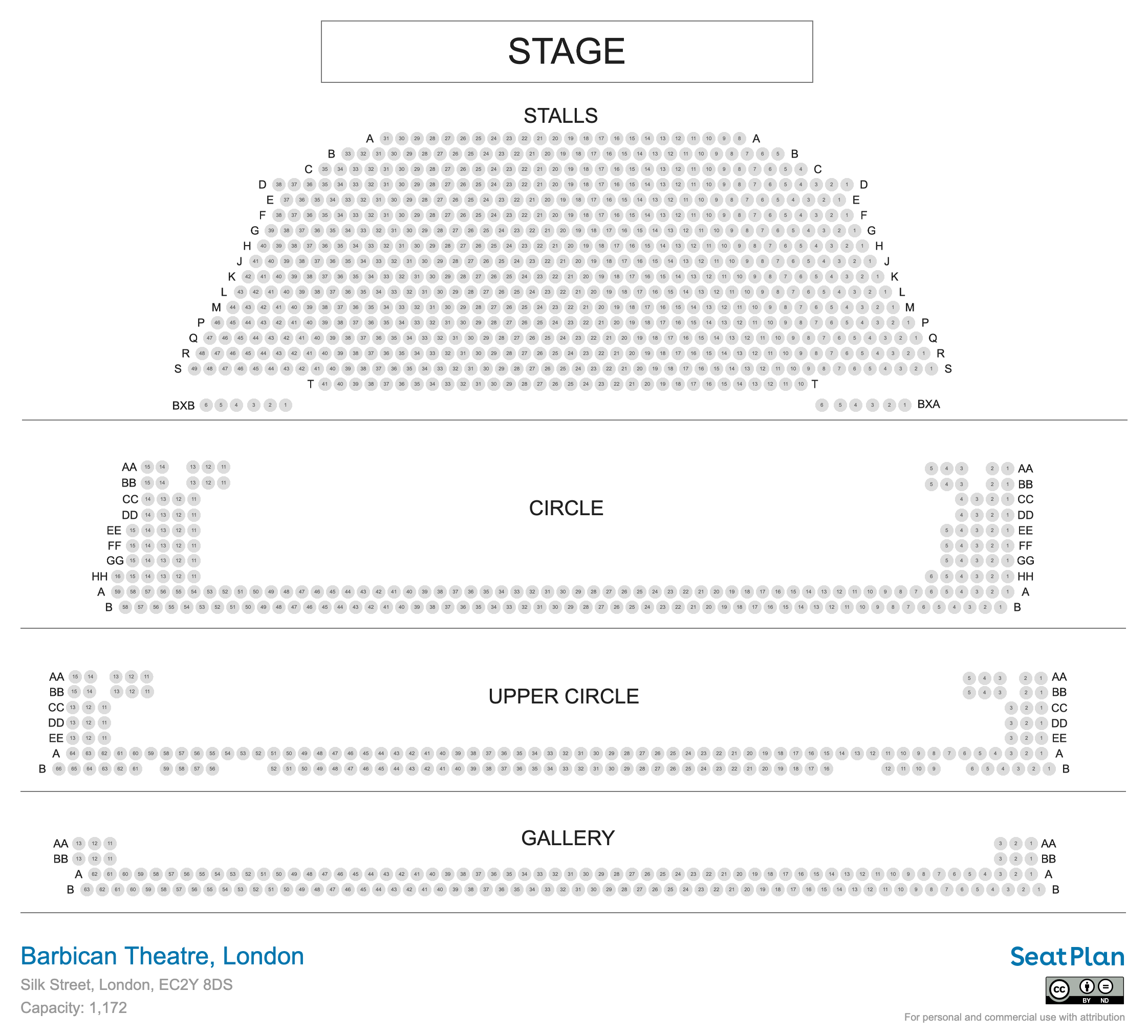 Barbican Theatre seating plan
