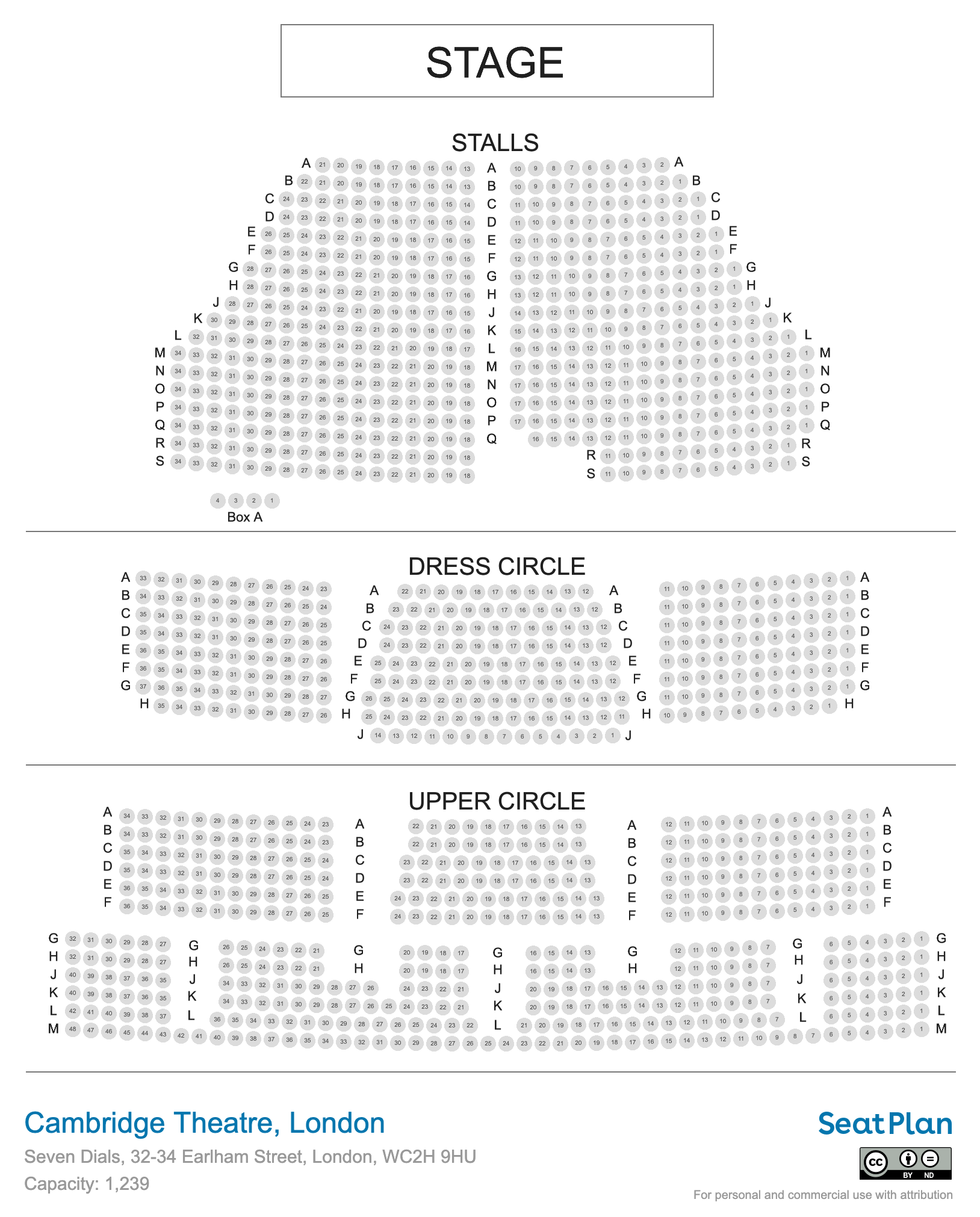 Cambridge Theatre seating plan