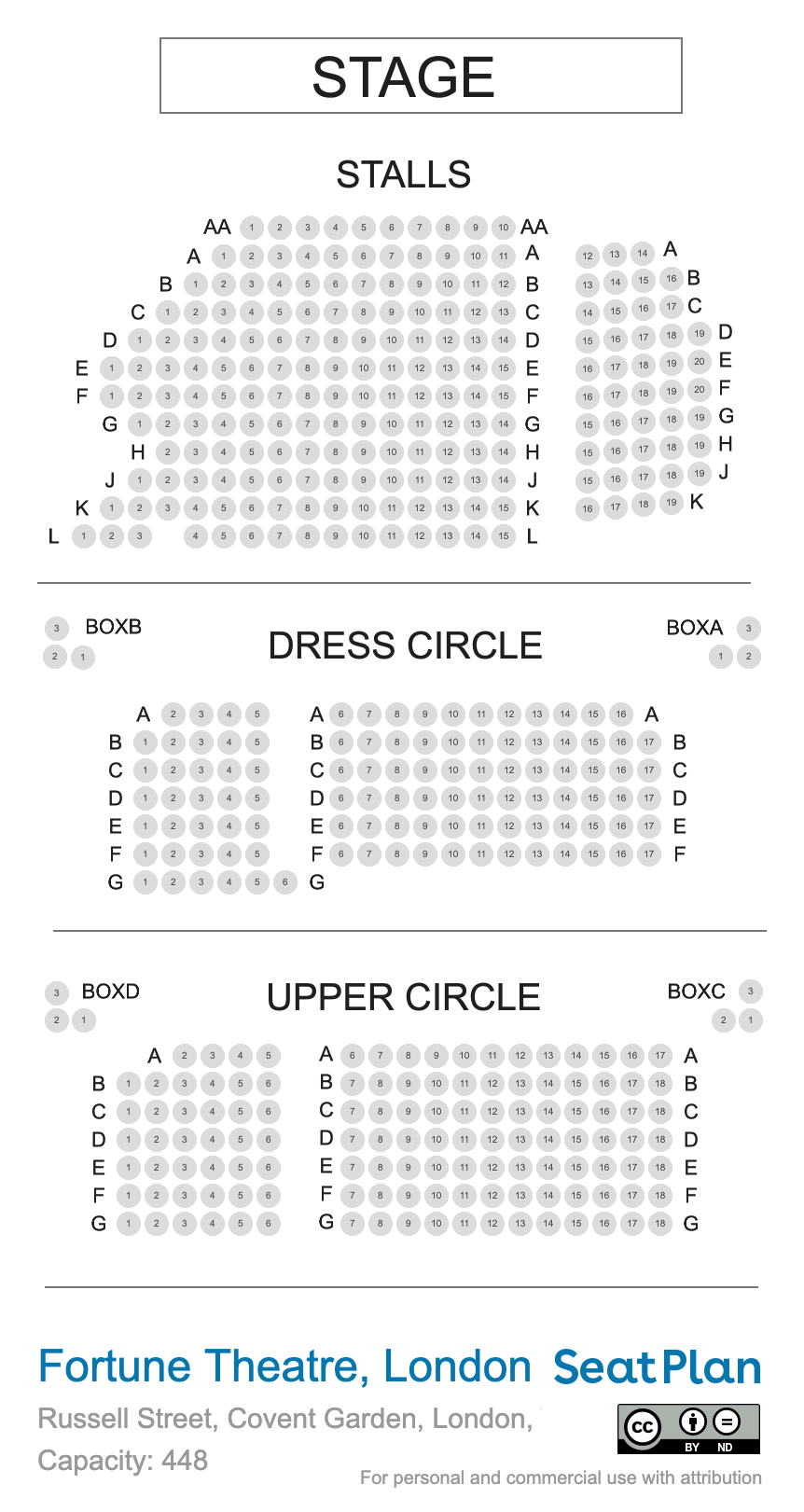 Fortune Theatre seating plan