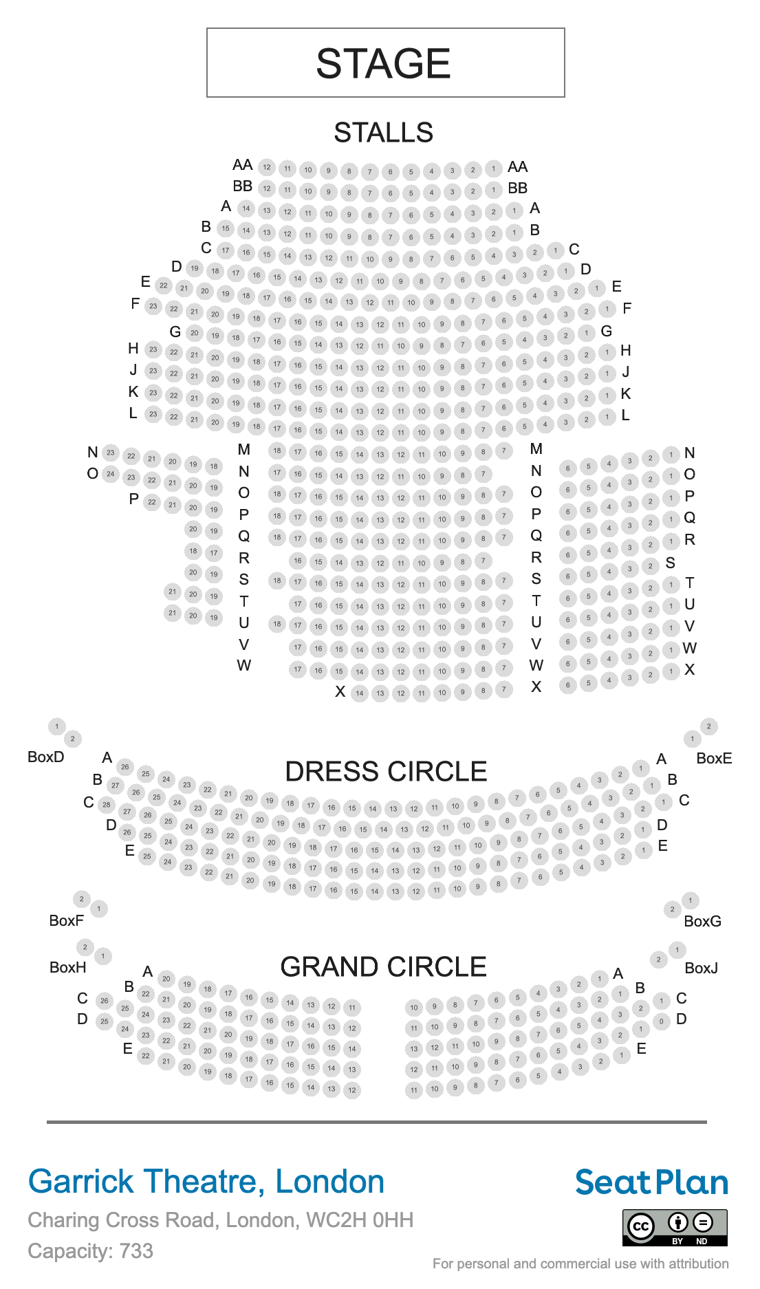 Garrick Theatre seating plan