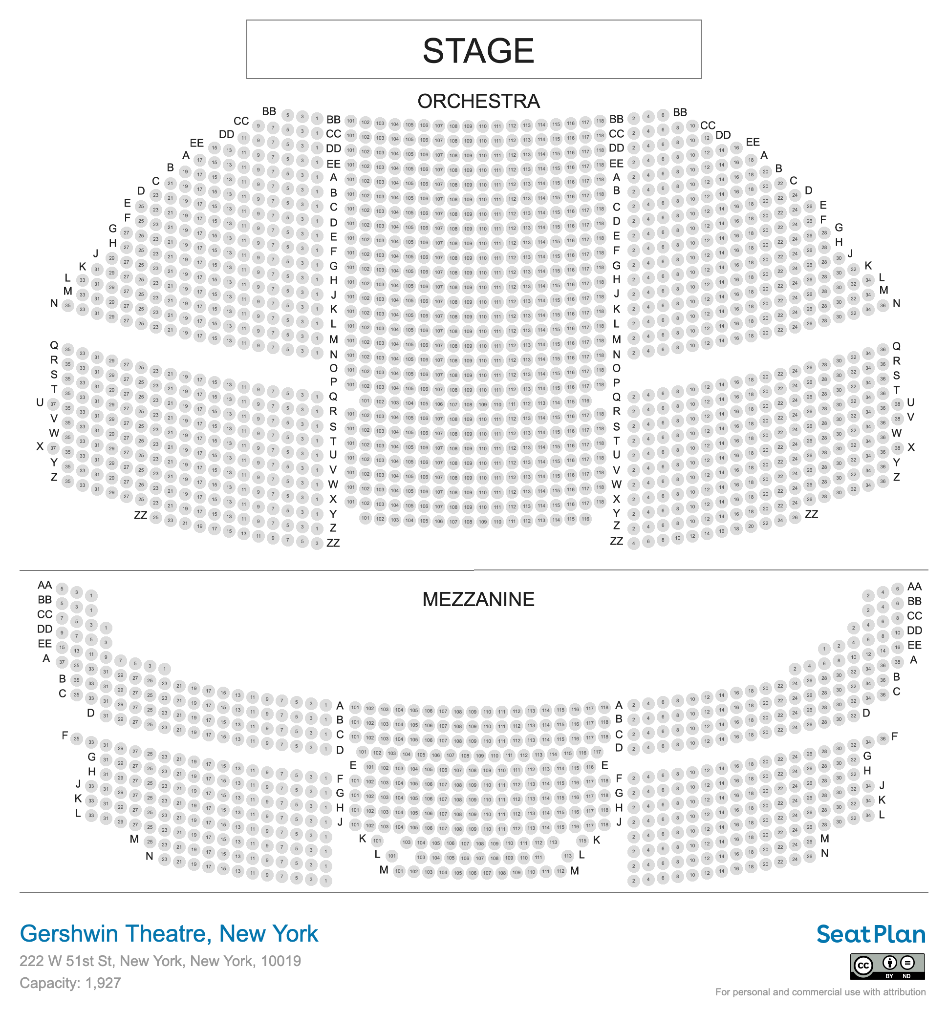 Gershwin Theatre Seating Chart