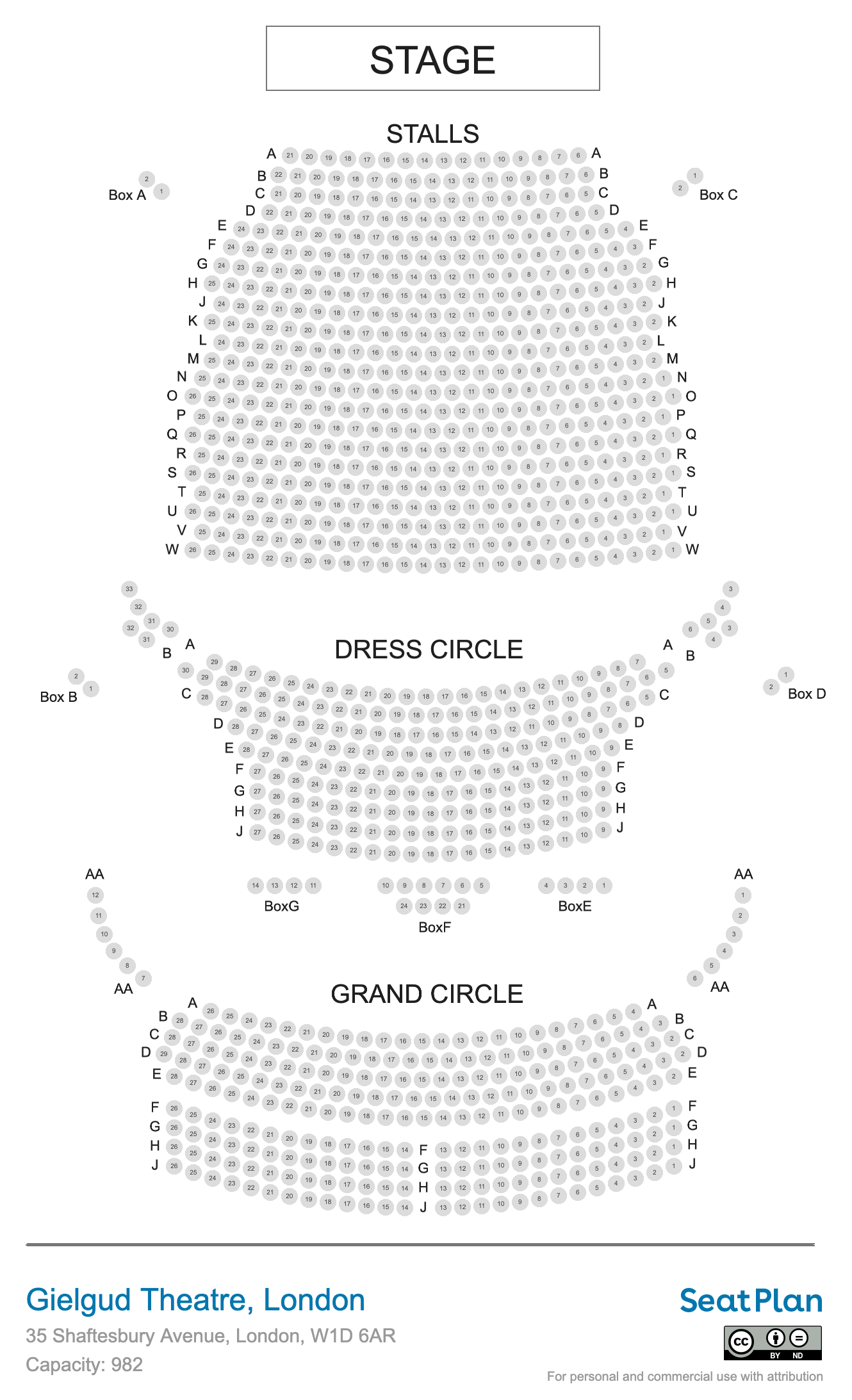Gielgud Theatre seating plan