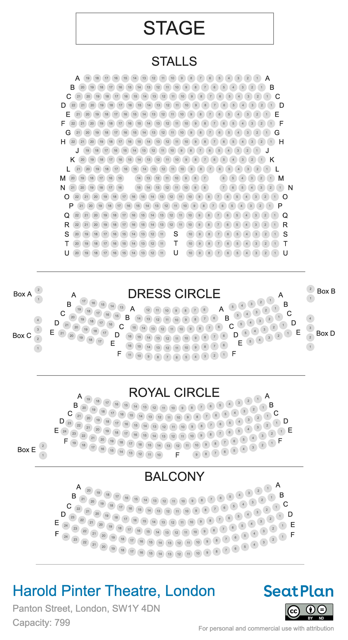 Harold Pinter Theatre seating plan